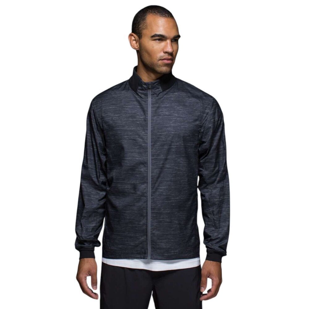 Lululemon Men's Surge Lightweight Windbreaker Jacket Oki Heather Print Black XL